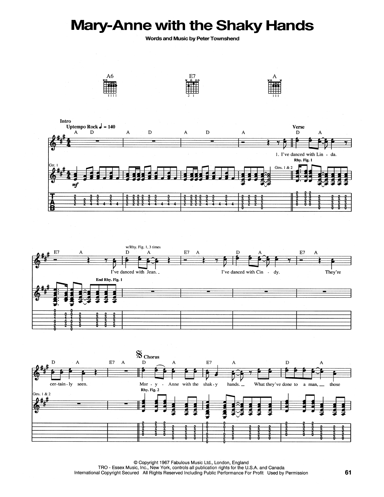 Download The Who Mary-Anne With The Shaky Hands Sheet Music and learn how to play Guitar Tab PDF digital score in minutes