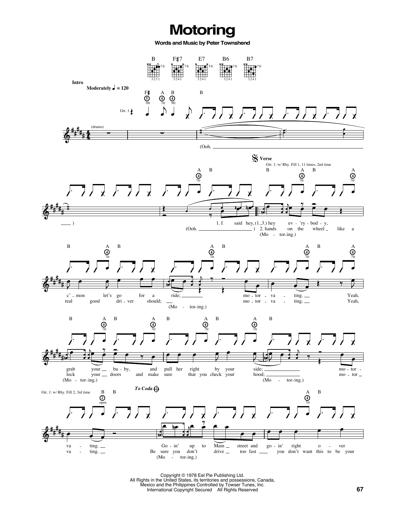 Download The Who Motoring Sheet Music and learn how to play Guitar Tab PDF digital score in minutes