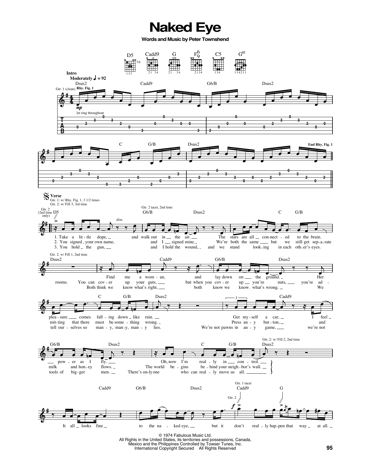 Download The Who Naked Eye Sheet Music and learn how to play Guitar Tab PDF digital score in minutes