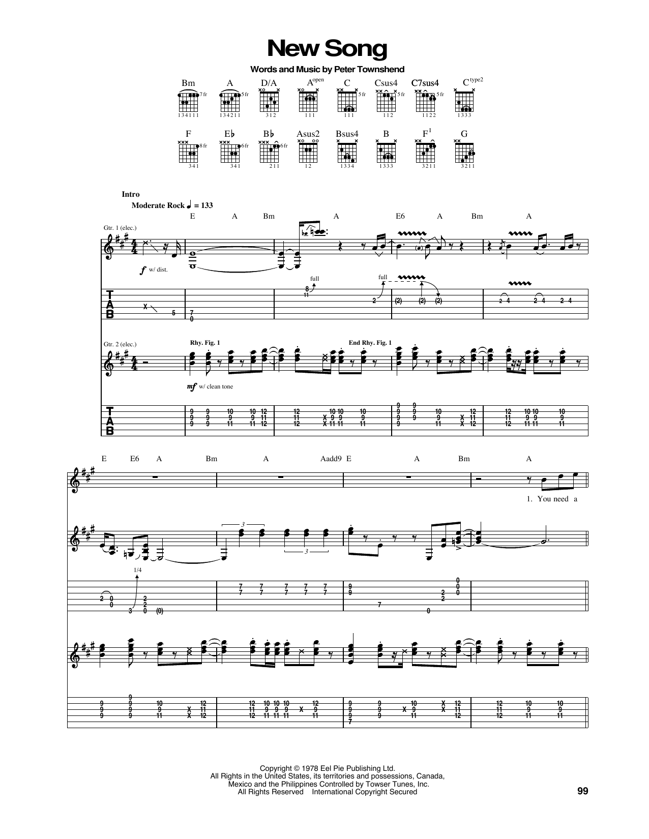 Download The Who New Song Sheet Music and learn how to play Guitar Tab PDF digital score in minutes