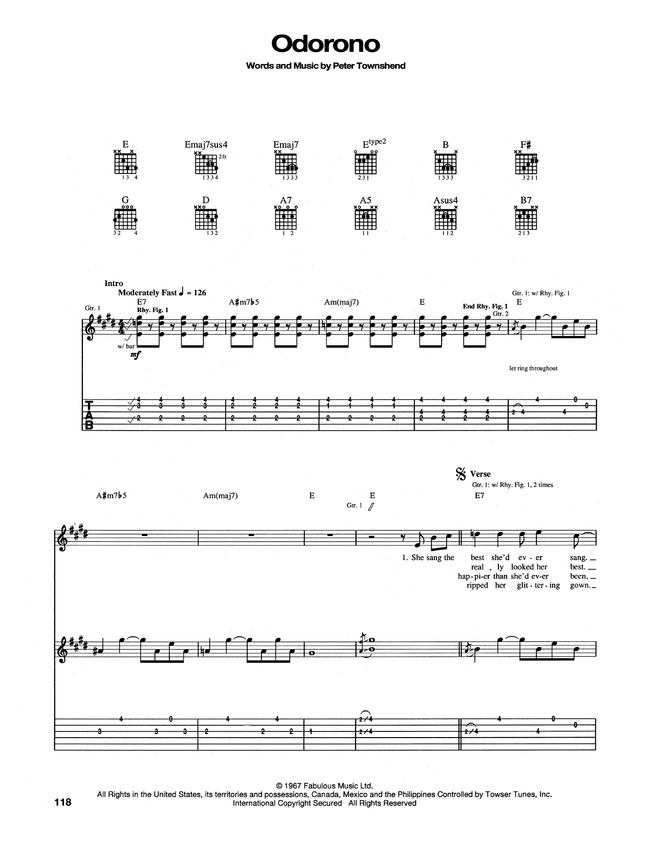Download The Who Odorono Sheet Music and learn how to play Guitar Tab PDF digital score in minutes