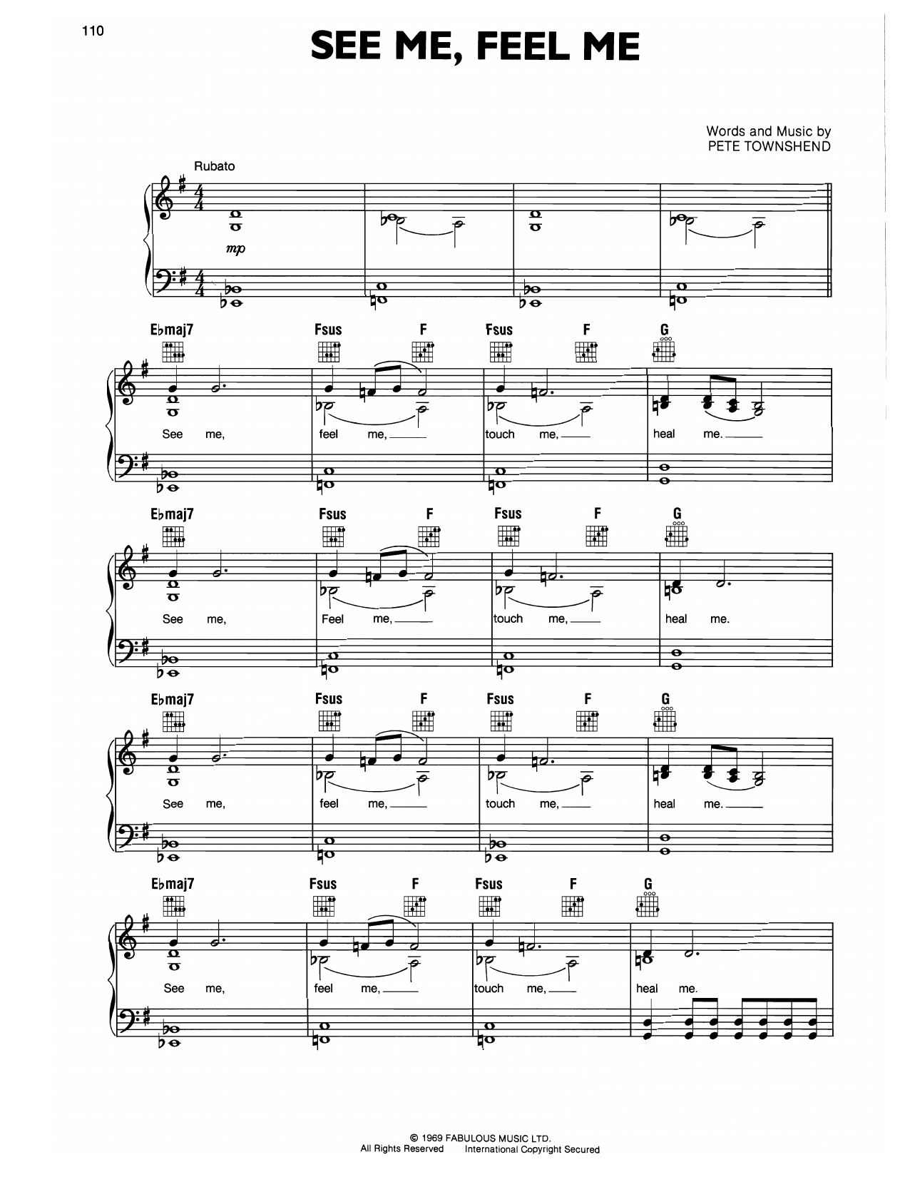 Download The Who See Me, Feel Me Sheet Music and learn how to play Lyrics & Chords PDF digital score in minutes
