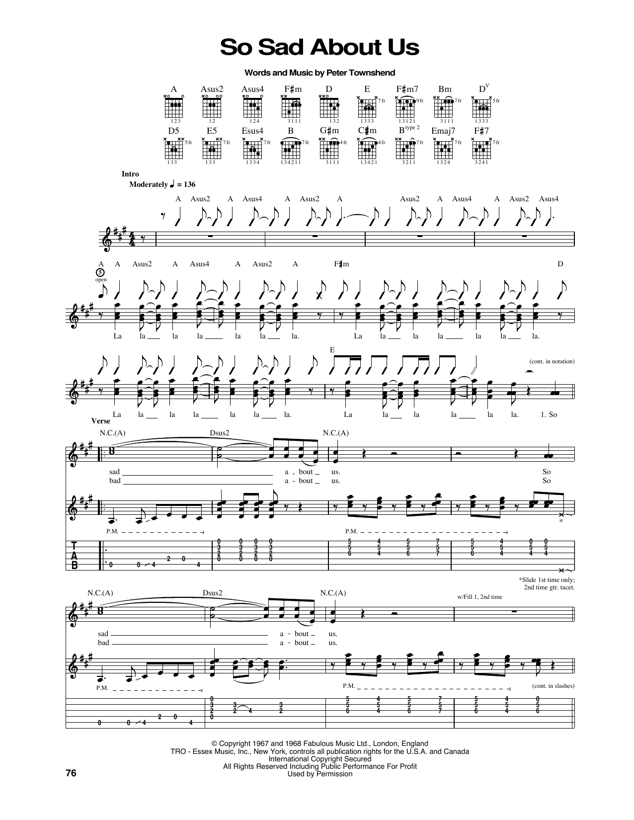 Download The Who So Sad About Us Sheet Music and learn how to play Guitar Tab PDF digital score in minutes