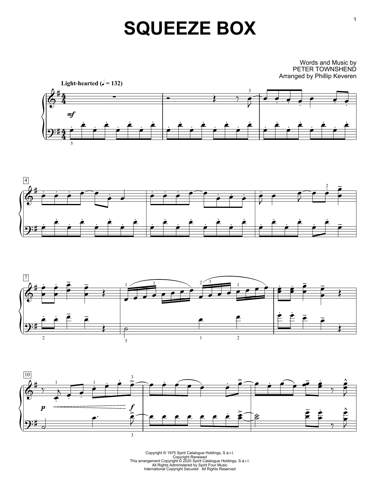 Download The Who Squeeze Box [Classical version] (arr. Phillip Keveren) Sheet Music and learn how to play Piano Solo PDF digital score in minutes