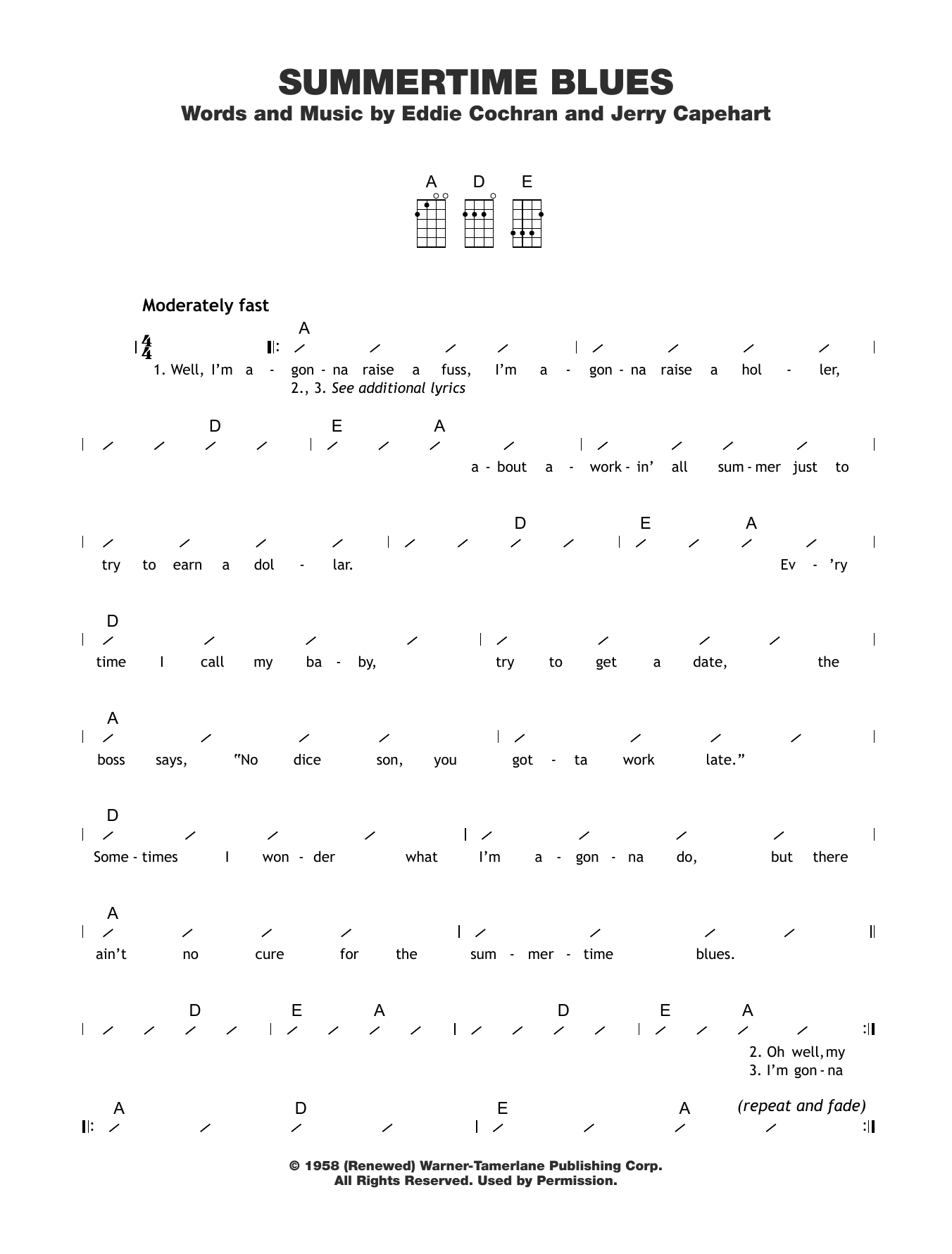 Download The Who Summertime Blues Sheet Music and learn how to play Guitar Tab PDF digital score in minutes