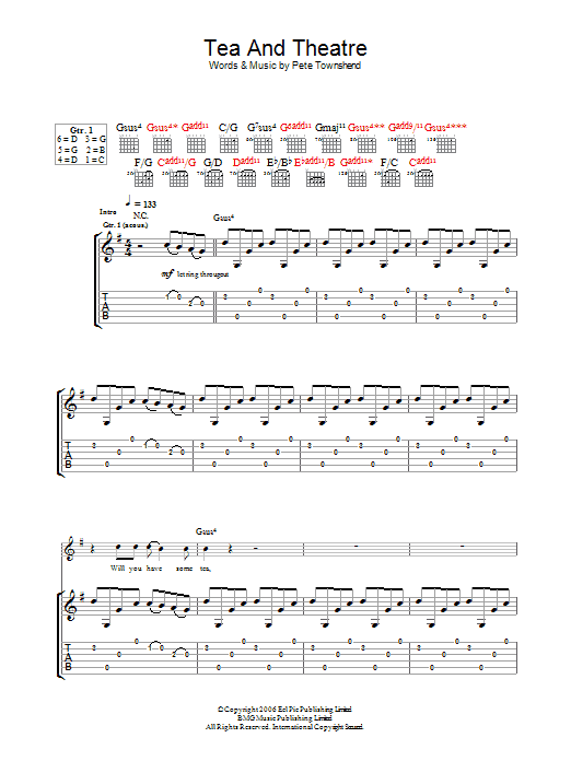 Download The Who Tea & Theatre Sheet Music and learn how to play Lyrics & Chords PDF digital score in minutes