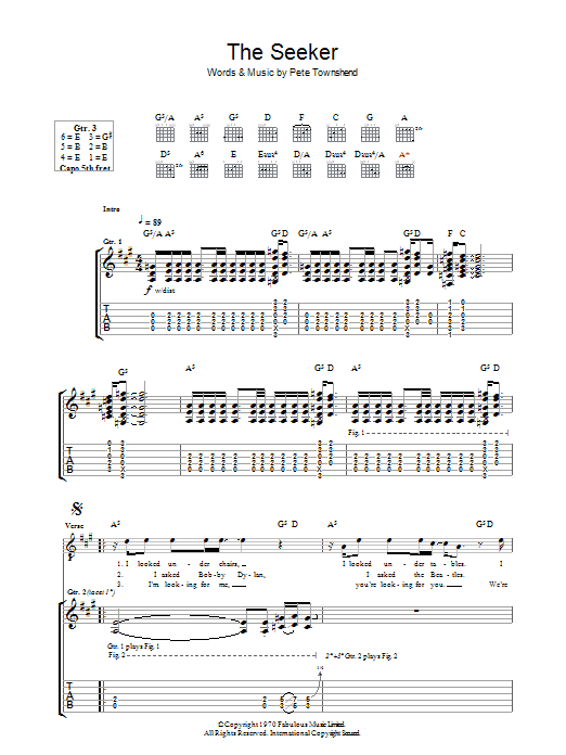Download The Who The Seeker Sheet Music and learn how to play Ukulele PDF digital score in minutes