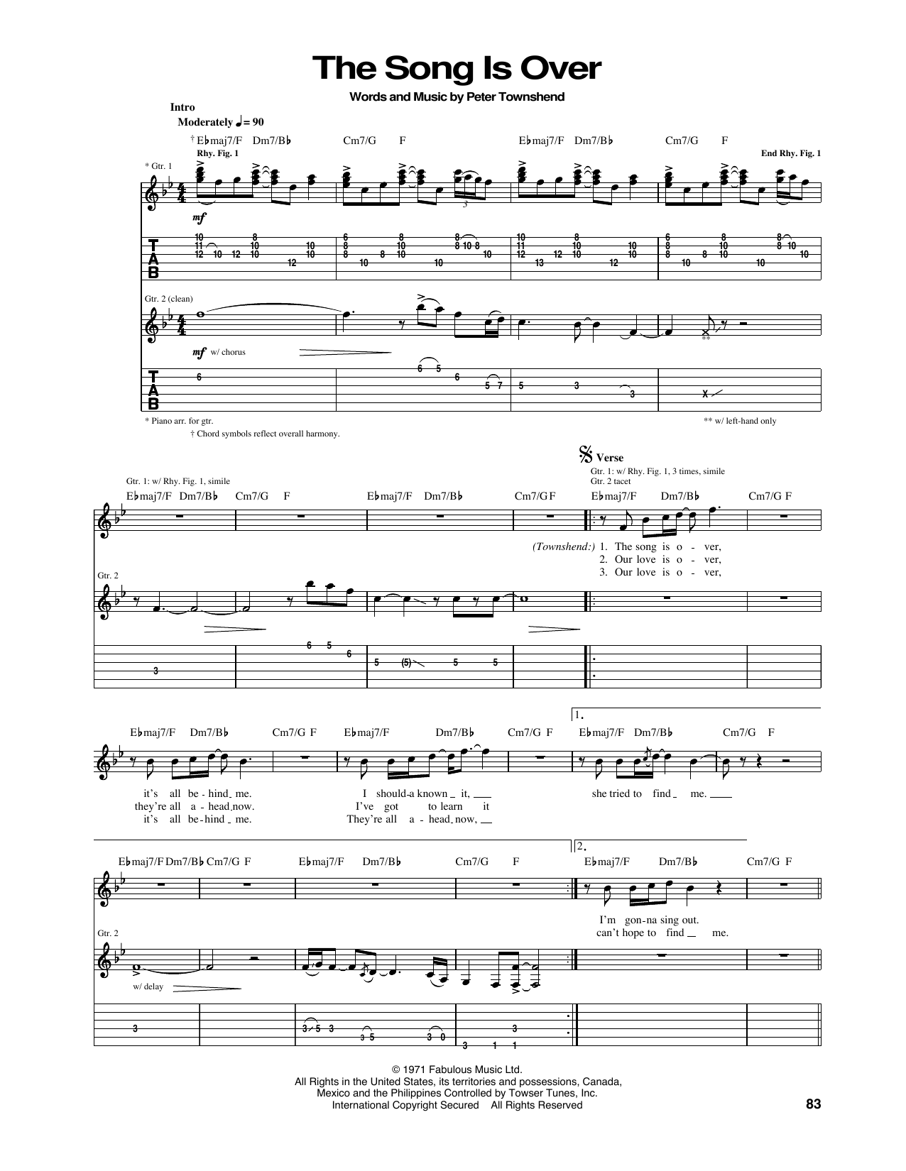 Download The Who The Song Is Over Sheet Music and learn how to play Piano, Vocal & Guitar Chords (Right-Hand Melody) PDF digital score in minutes