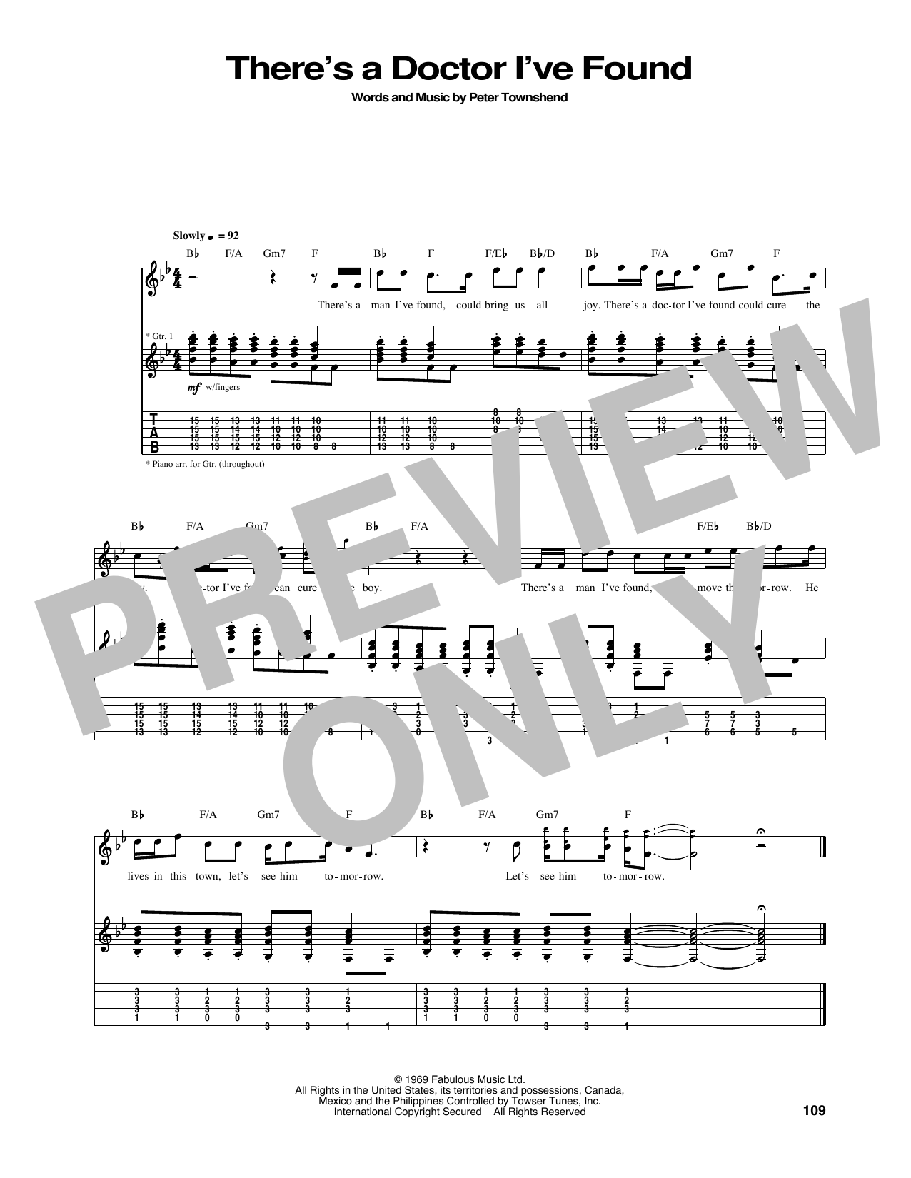 Download The Who There's A Doctor I've Found Sheet Music and learn how to play Guitar Tab PDF digital score in minutes
