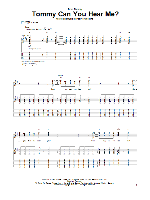 Download The Who Tommy Can You Hear Me? Sheet Music and learn how to play Guitar Tab PDF digital score in minutes