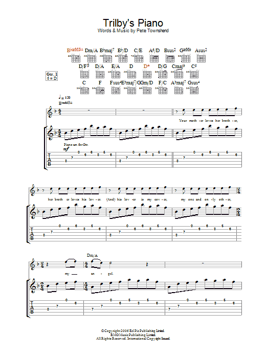 Download The Who Trilby's Piano Sheet Music and learn how to play Guitar Tab PDF digital score in minutes