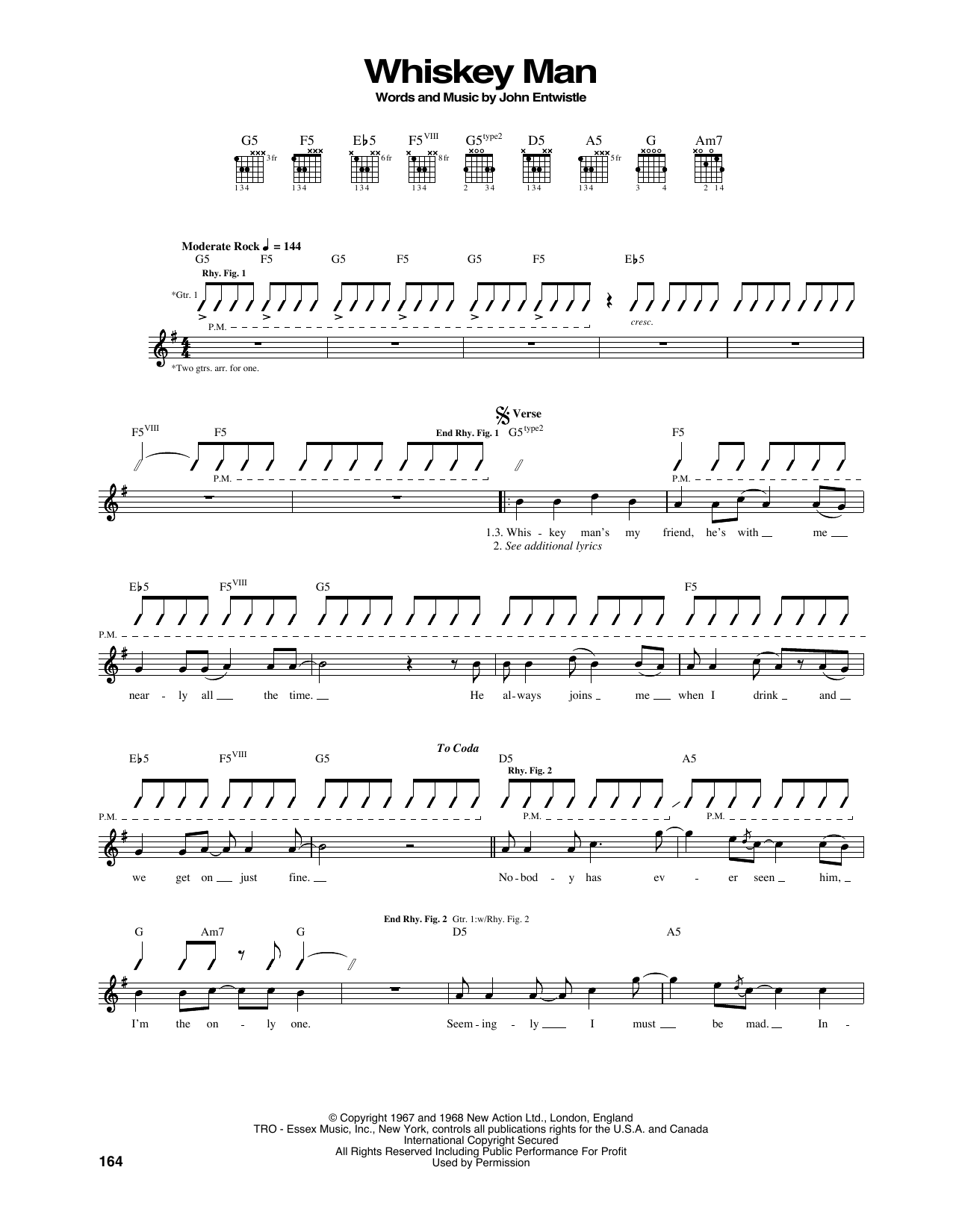 Download The Who Whiskey Man Sheet Music and learn how to play Guitar Tab PDF digital score in minutes