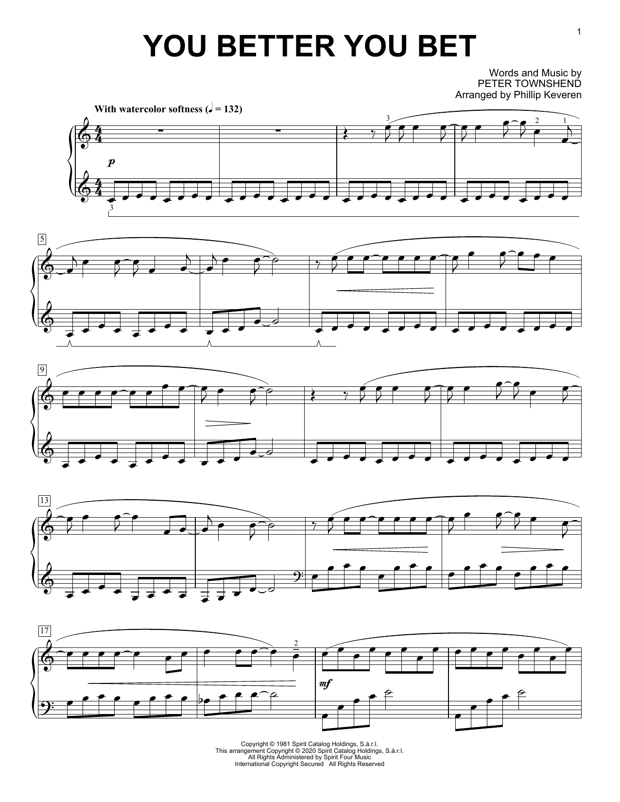 Download The Who You Better You Bet [Classical version] (arr. Phillip Keveren) Sheet Music and learn how to play Piano Solo PDF digital score in minutes