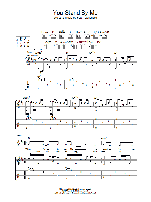 Download The Who You Stand By Me Sheet Music and learn how to play Guitar Tab PDF digital score in minutes