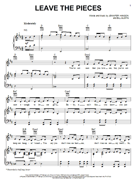 Download The Wreckers Leave The Pieces Sheet Music and learn how to play Piano, Vocal & Guitar (Right-Hand Melody) PDF digital score in minutes