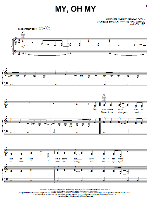 Download The Wreckers My, Oh My Sheet Music and learn how to play Piano, Vocal & Guitar (Right-Hand Melody) PDF digital score in minutes