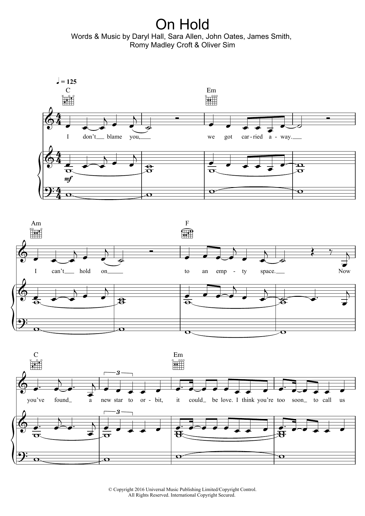 Download The XX On Hold Sheet Music and learn how to play Beginner Piano PDF digital score in minutes