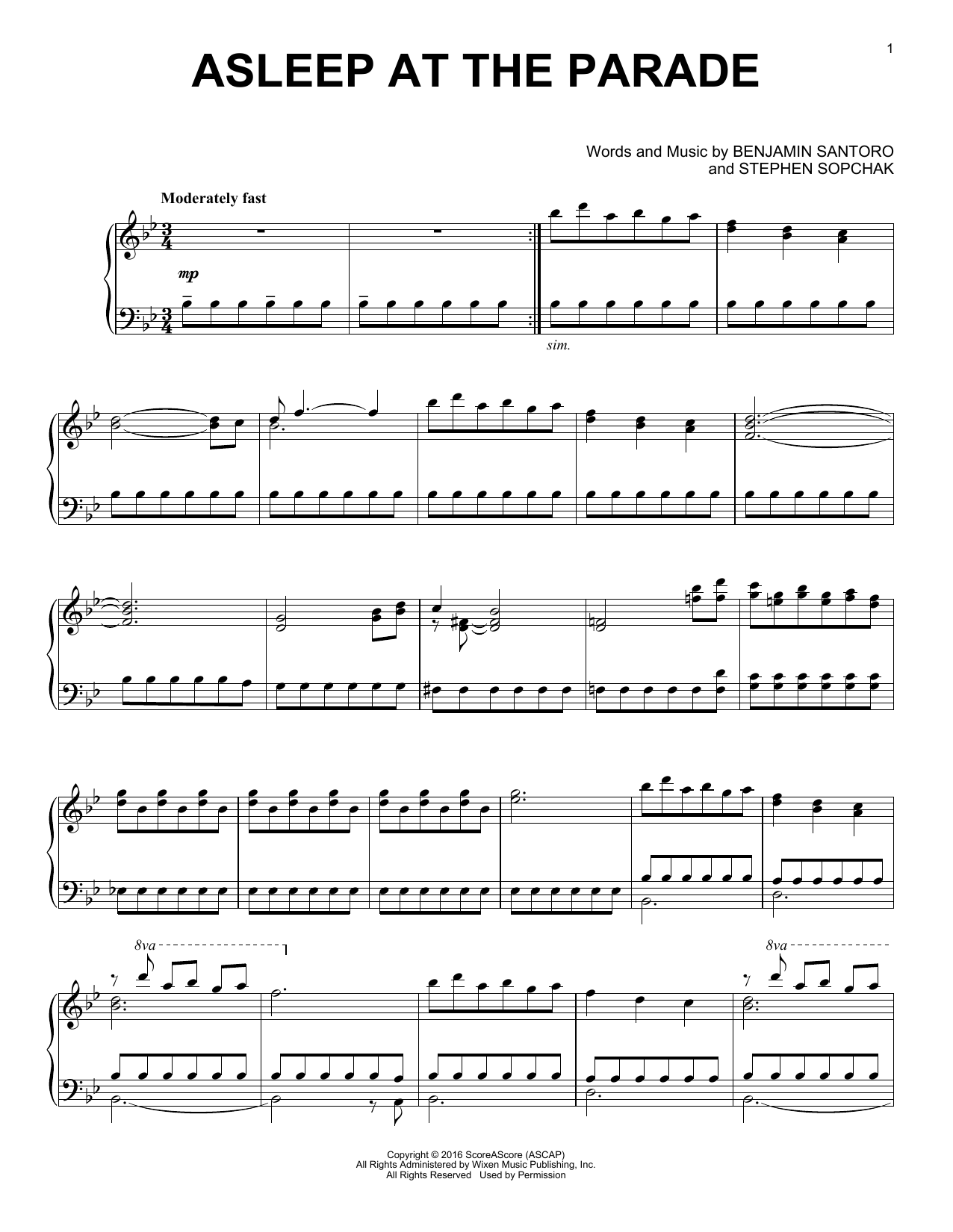 Download The Young Ebenezers Asleep At The Parade Sheet Music and learn how to play Piano Solo PDF digital score in minutes