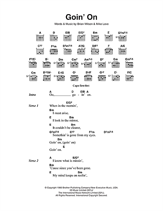 Download The Beach Boys Goin' On Sheet Music and learn how to play Lyrics & Chords PDF digital score in minutes