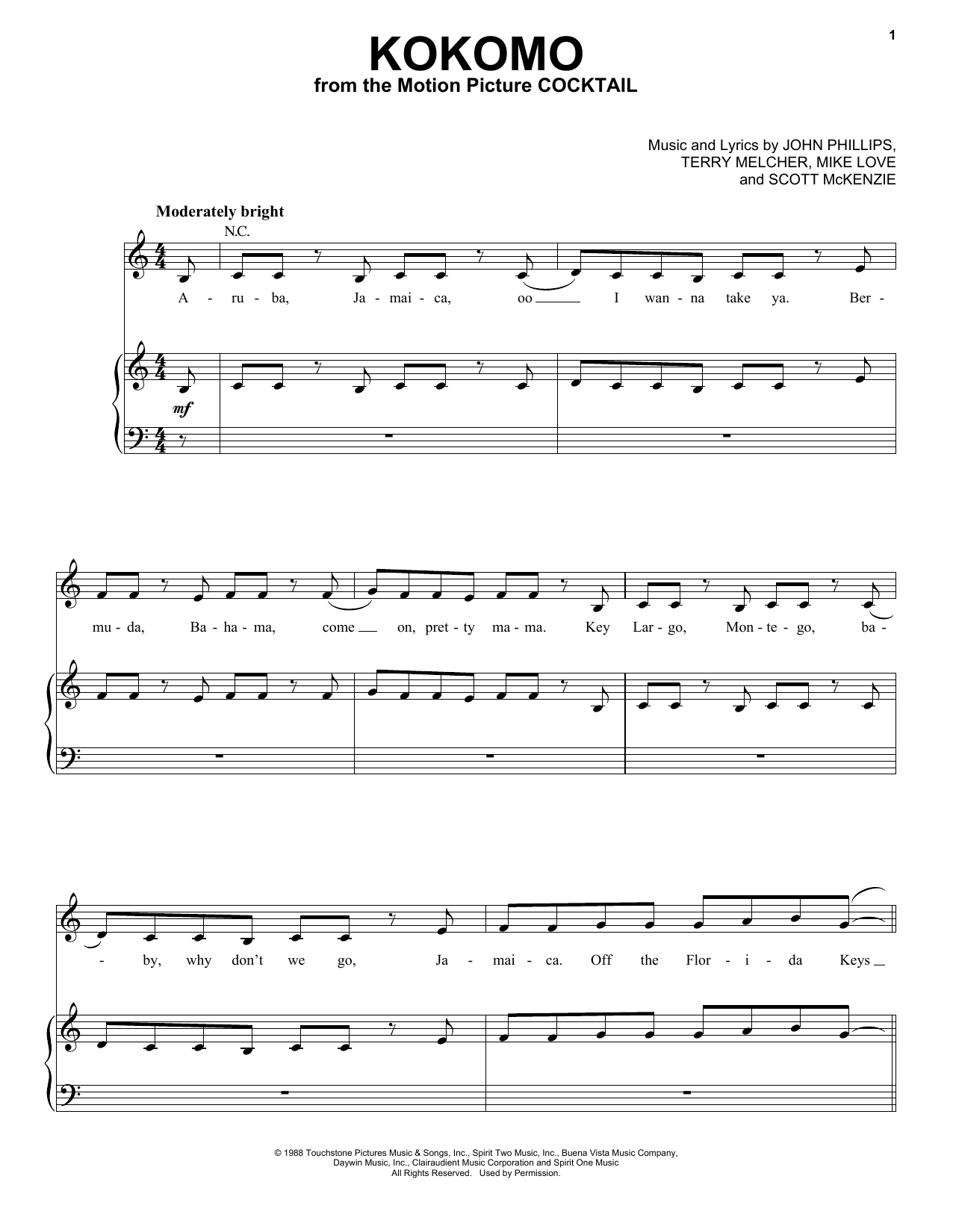 The Beach Boys Kokomo Sheet Music Notes Download Printable PDF The Beach Boys Kokomo Sheet Music Notes Download Printable PDF