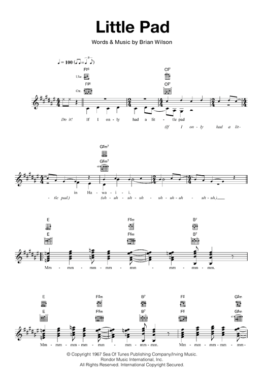 Download The Beach Boys Little Pad Sheet Music and learn how to play Ukulele PDF digital score in minutes