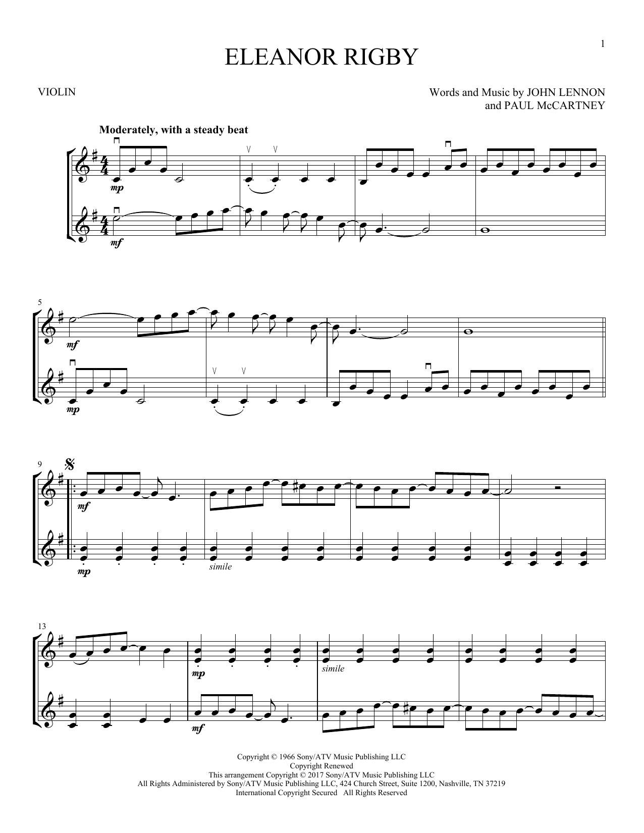 Download The Beatles Eleanor Rigby Sheet Music and learn how to play Guitar Tab PDF digital score in minutes