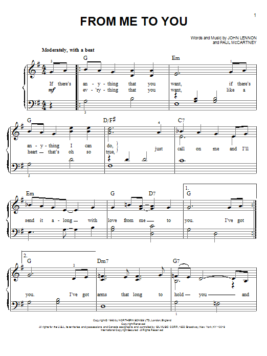 Download The Beatles From Me To You Sheet Music and learn how to play Guitar Tab PDF digital score in minutes