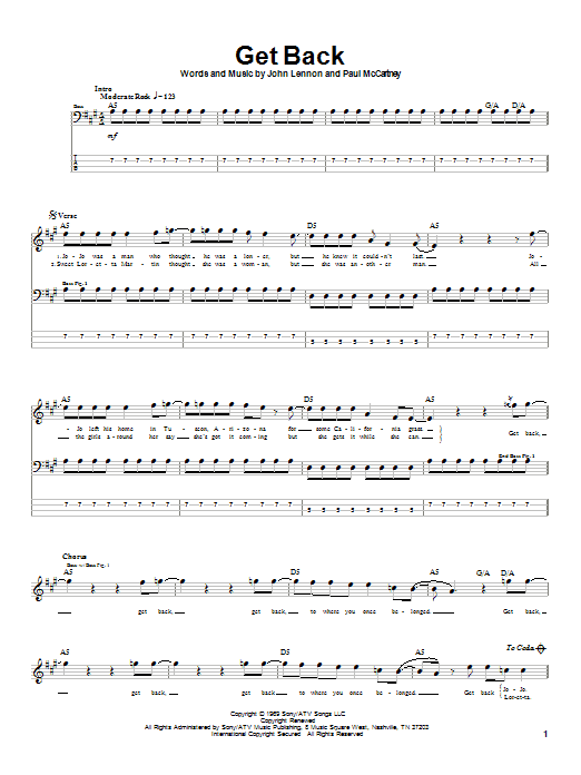 Download The Beatles Get Back Sheet Music and learn how to play Guitar Tab PDF digital score in minutes