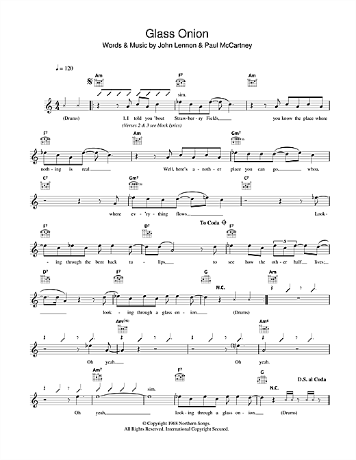 The Beatles "Glass Onion" Music Notes | Download Printable PDF Score 42859