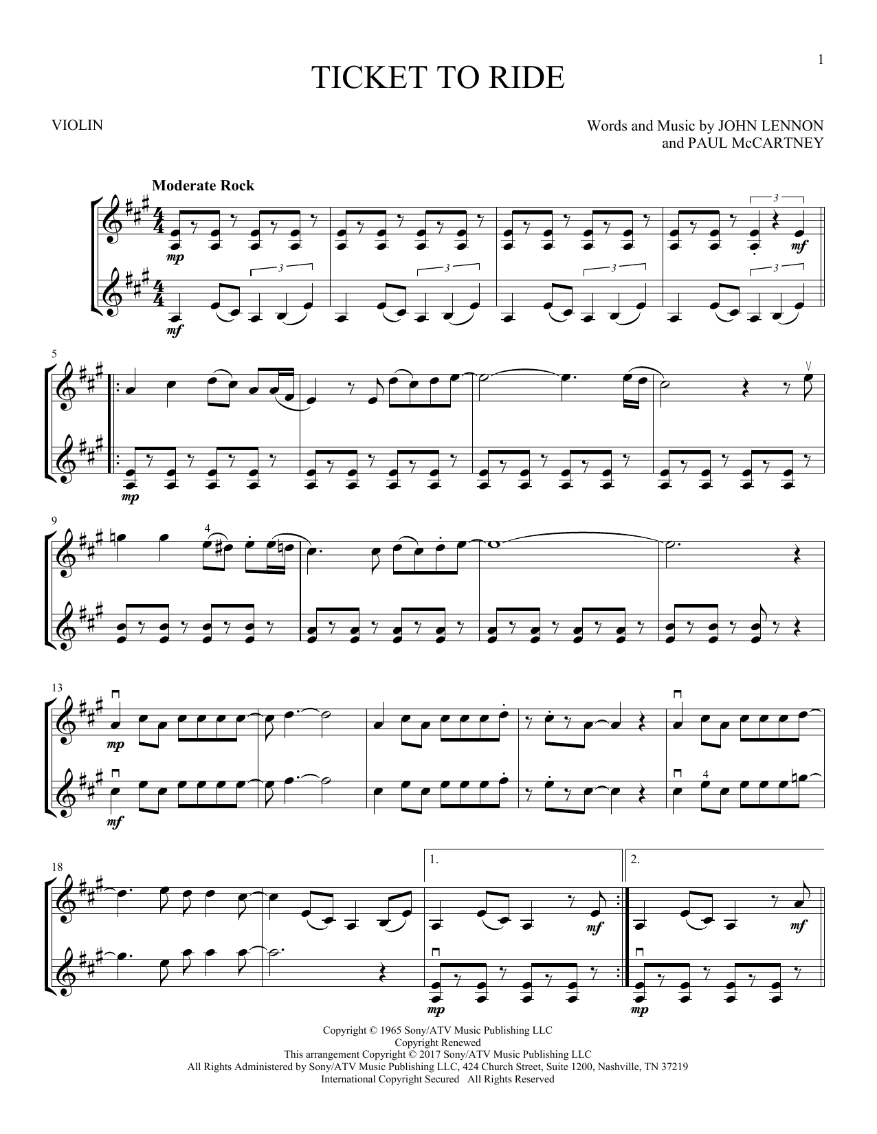 Download The Beatles Ticket To Ride Sheet Music and learn how to play Guitar Tab PDF digital score in minutes