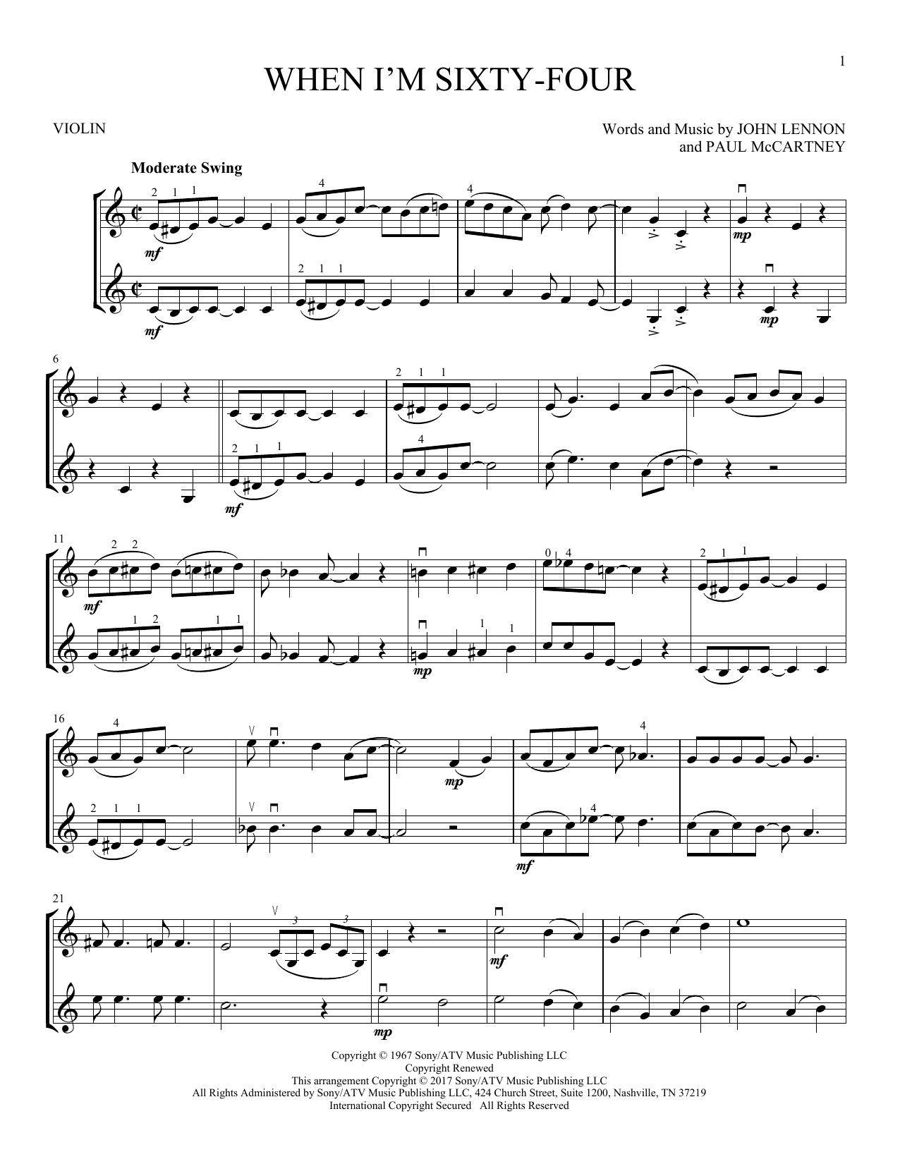 Abigarrado comedia Brutal The Beatles "When I'm Sixty-Four" Sheet Music Notes | Download Printable  PDF Score 76068