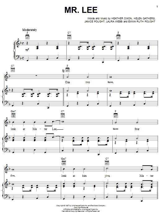 Download The Bobbettes Sheet Music and learn how to play Piano, Vocal & Guitar (Right-Hand Melody) PDF score in minutes