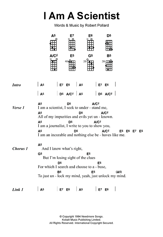 Download The Dandy Warhols I Am A Scientist Sheet Music and learn how to play Ukulele PDF digital score in minutes