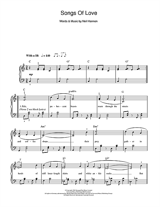 Download The Divine Comedy Songs Of Love Sheet Music and learn how to play Easy Piano PDF digital score in minutes