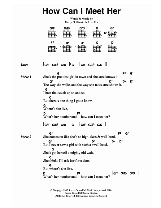 Download The Everly Brothers How Can I Meet Her Sheet Music and learn how to play Lyrics & Chords PDF digital score in minutes