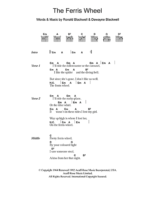Download The Everly Brothers The Ferris Wheel Sheet Music and learn how to play Lyrics & Chords PDF digital score in minutes