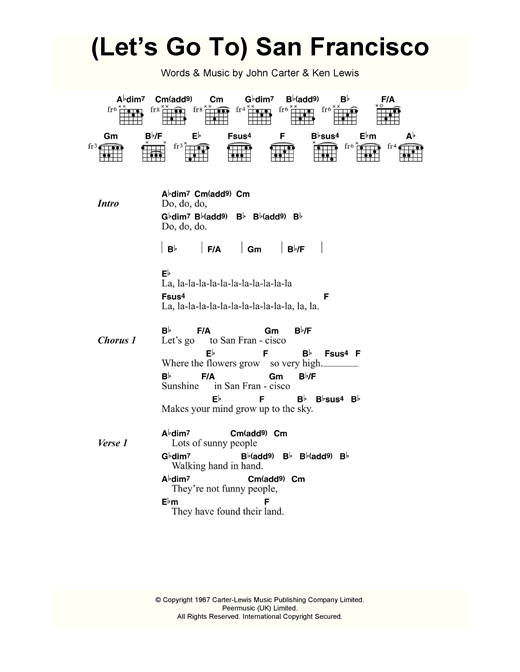 Download The Flower Pot Men (Let's Go To) San Francisco Sheet Music and learn how to play Lyrics & Chords PDF digital score in minutes