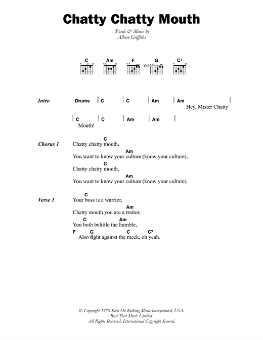 Download The Gladiators Chatty Chatty Mouth Sheet Music and learn how to play Lyrics & Chords PDF digital score in minutes