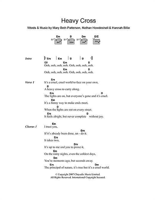 Download The Gossip Heavy Cross Sheet Music and learn how to play Lyrics & Chords PDF digital score in minutes