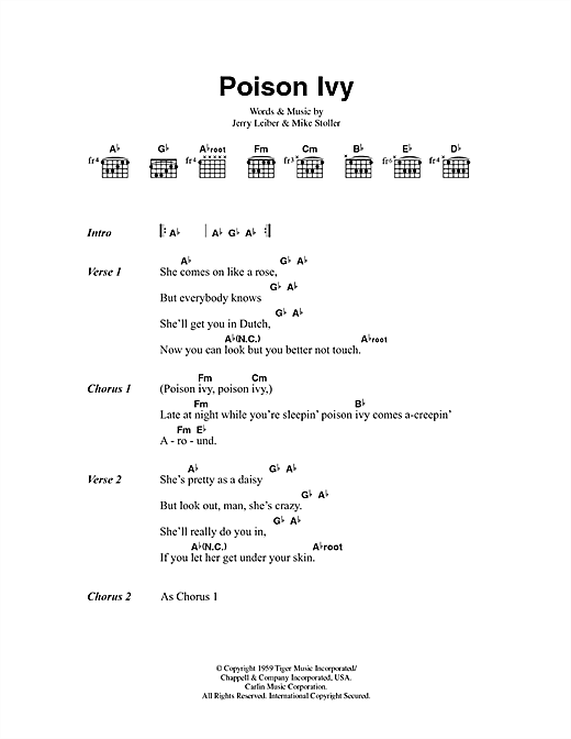 Download The Hollies Poison Ivy Sheet Music and learn how to play Lyrics & Chords PDF digital score in minutes