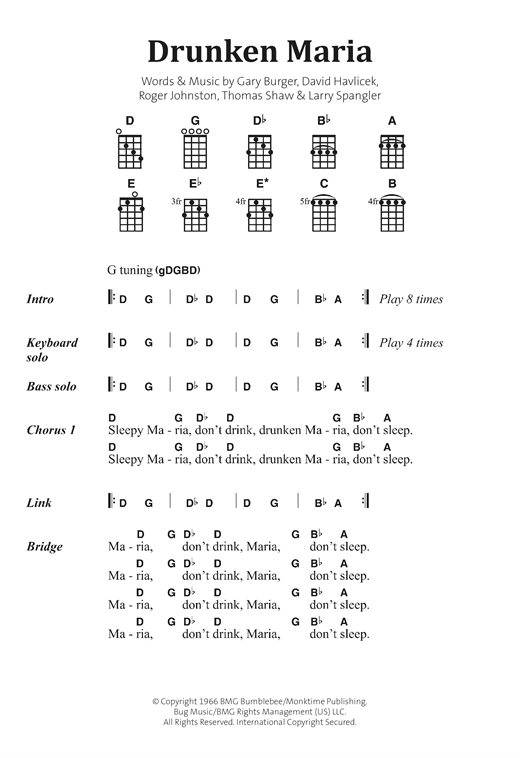 Download The Monks Drunken Maria Sheet Music and learn how to play Banjo Lyrics & Chords PDF digital score in minutes