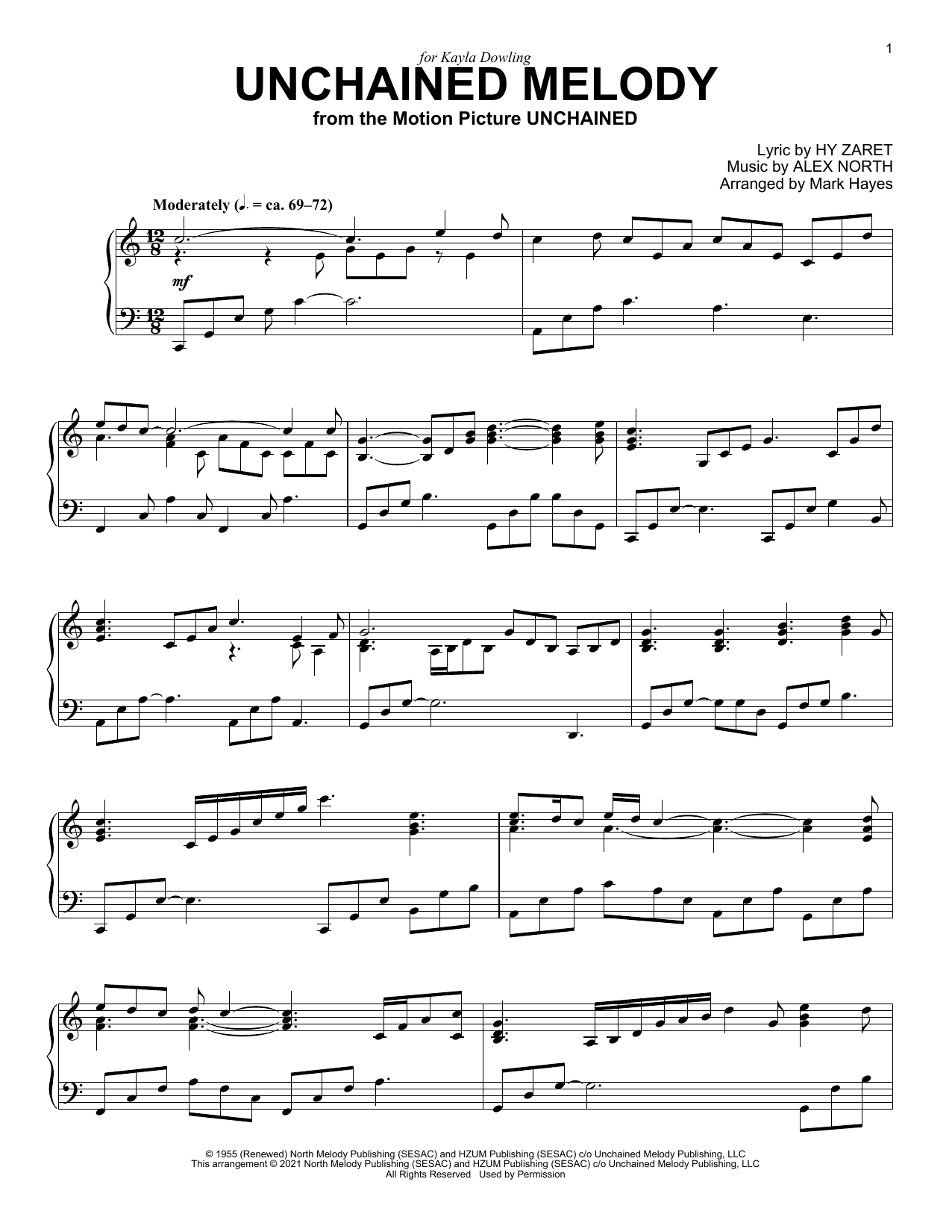 The Righteous Brothers Unchained Melody From Ghost Arr Mark Hayes Sheet Music Notes 4984