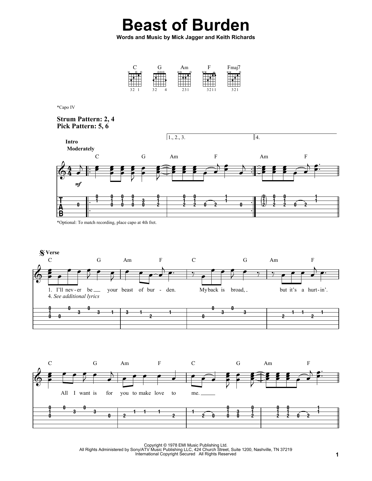 Download The Rolling Stones Sheet Music and learn how to play Piano, Vocal & Guitar (Right-Hand Melody) PDF score in minutes