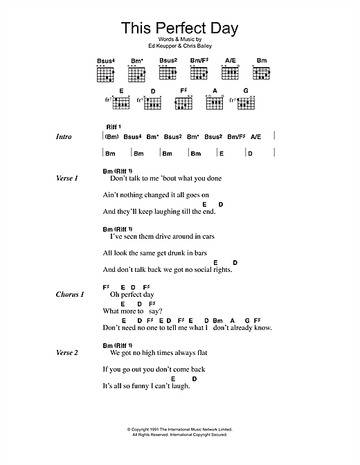 Download The Saints This Perfect Day Sheet Music and learn how to play Lyrics & Chords PDF digital score in minutes