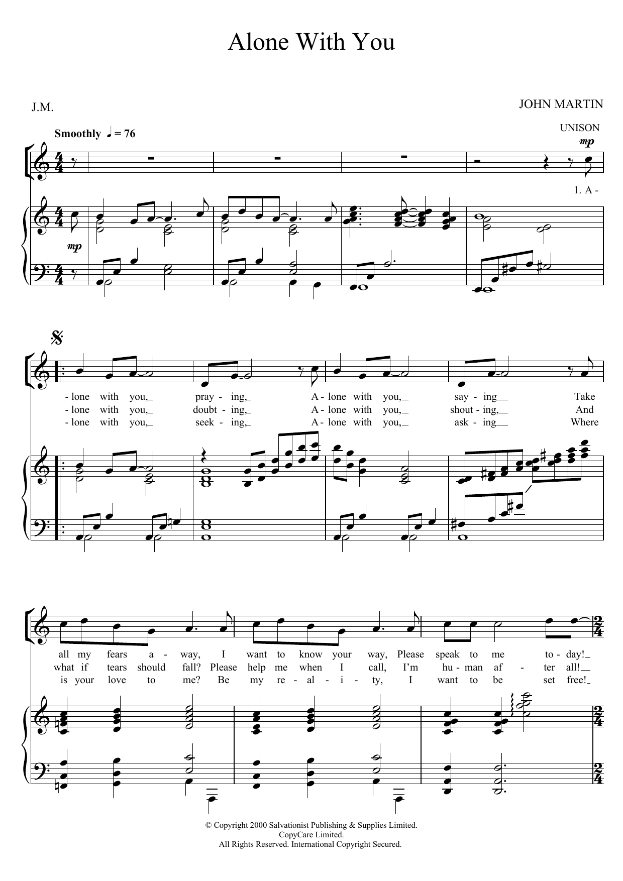 Download John Martin Sheet Music and learn how to play Unison Voice PDF score in minutes