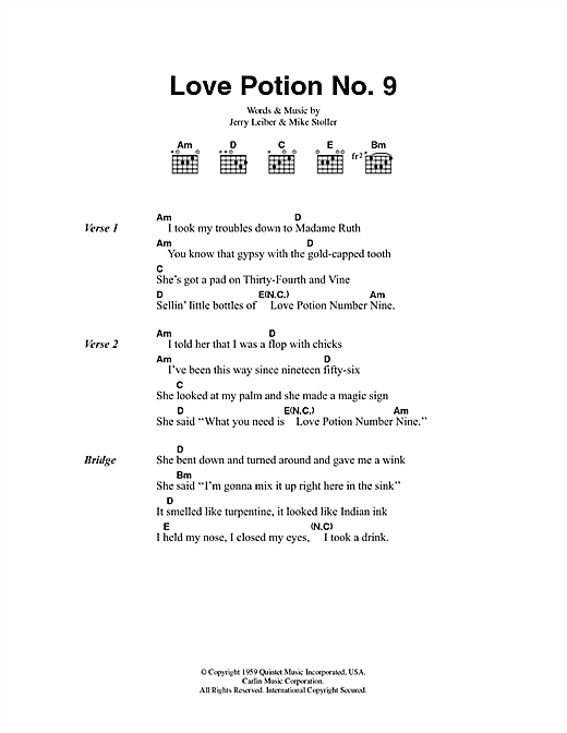 Download The Searchers Love Potion No 9 Sheet Music and learn how to play Lyrics & Chords PDF digital score in minutes