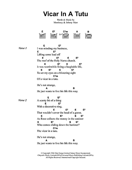 Download The Smiths Vicar In A Tutu Sheet Music and learn how to play Lyrics & Chords PDF digital score in minutes