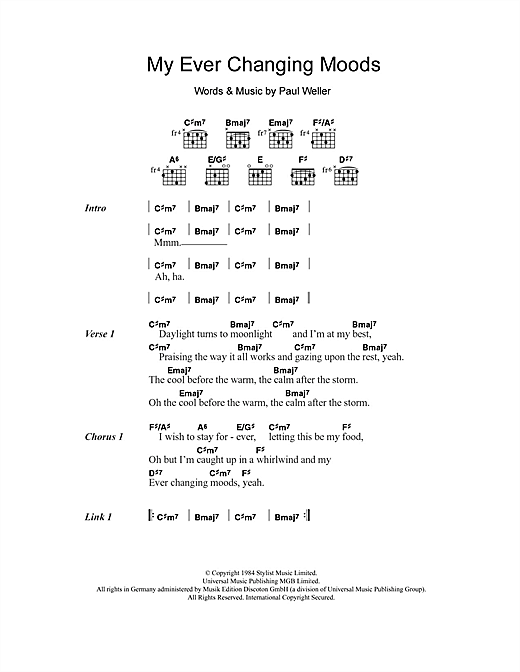 Download The Style Council My Ever Changing Moods Sheet Music and learn how to play Ukulele PDF digital score in minutes