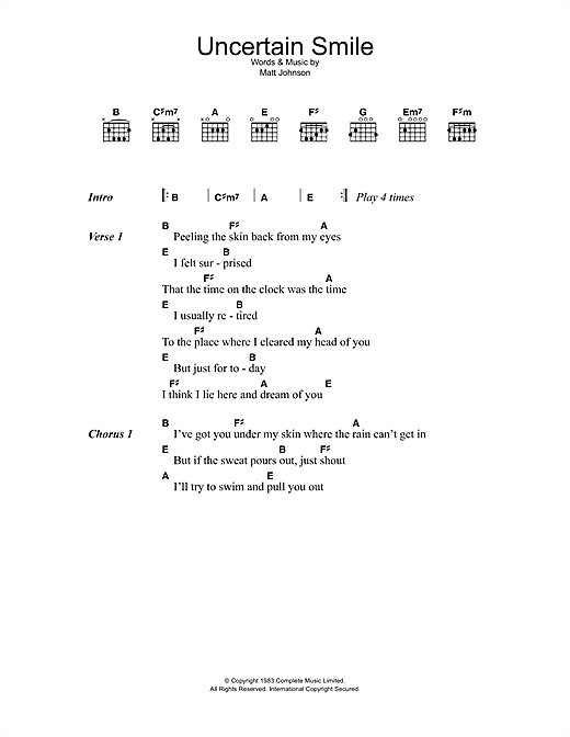 Download The The Uncertain Smile Sheet Music and learn how to play Lyrics & Chords PDF digital score in minutes