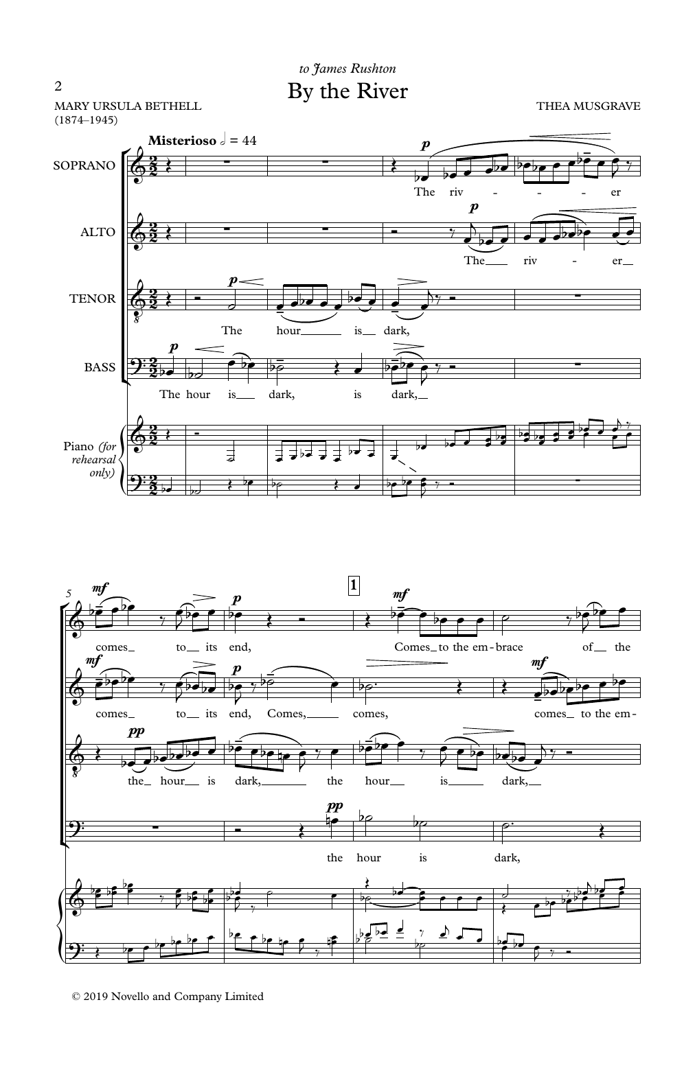 Download Thea Musgrave By The River Sheet Music and learn how to play SATB Choir PDF digital score in minutes
